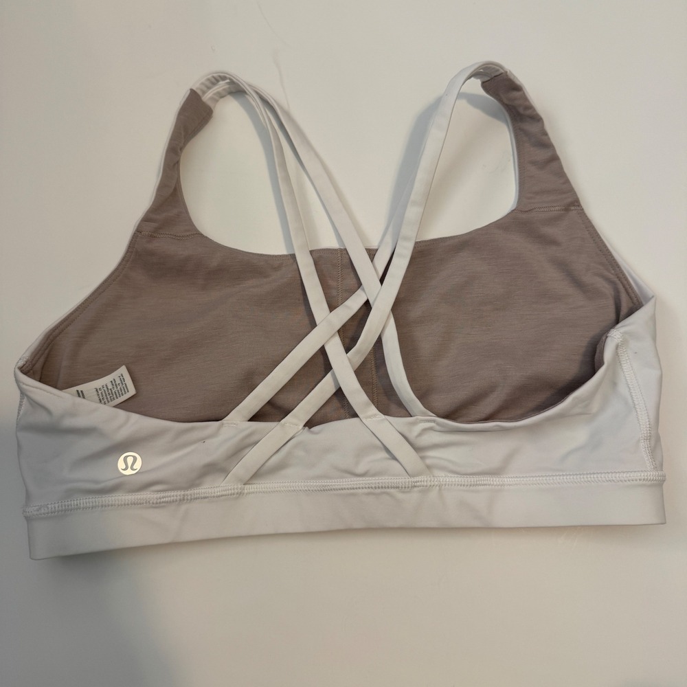 Lululemon Energy Bra White Strappy Criss Cross Sports Bra Size 12 LW2EB3S - Picture 2 of 5